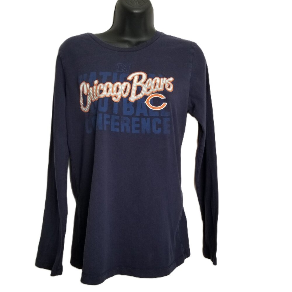 Chicago Bears NFL Womens Navy Long Sleeve Graphic Tee Football Size L